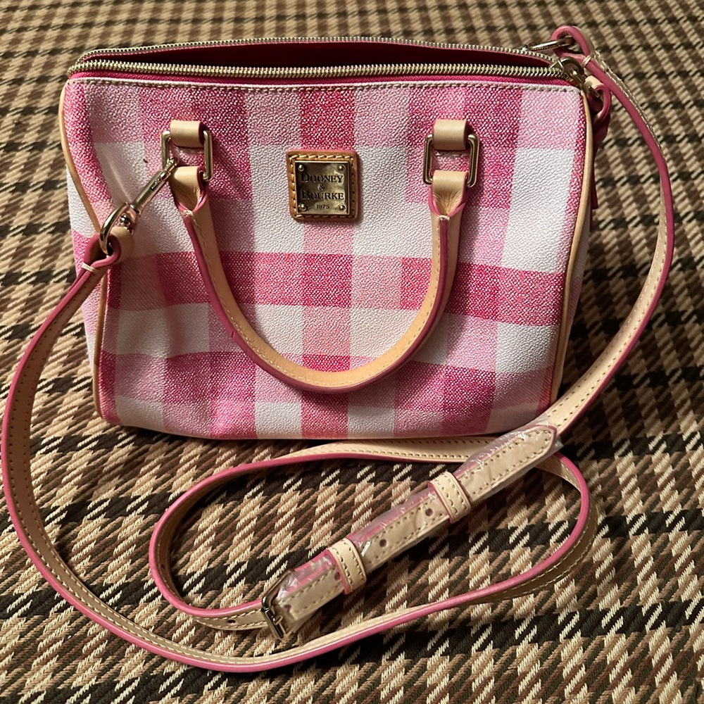 Dooney & Bourke Pink Checkered Rowan Satchel